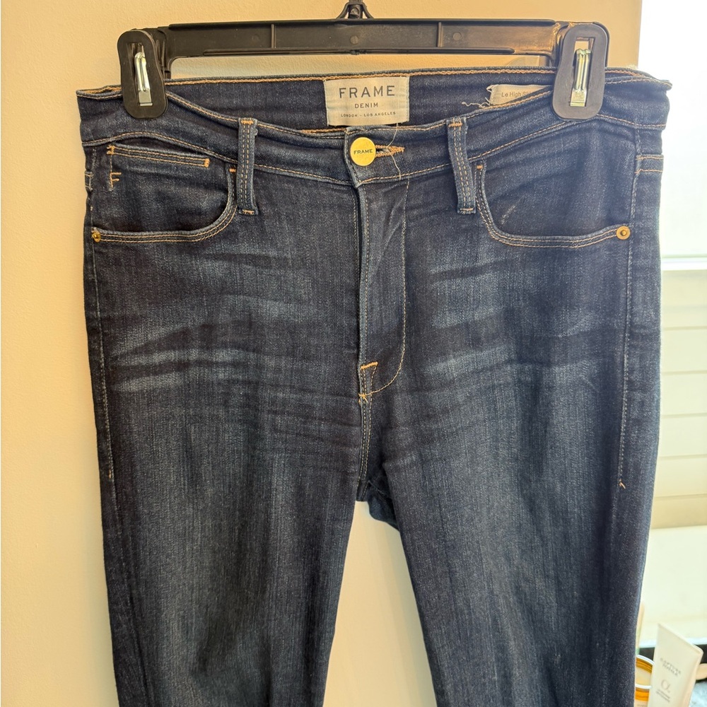 Frame Skinny Mid Rise Jeans Denim Women's Dark Blue Jeans